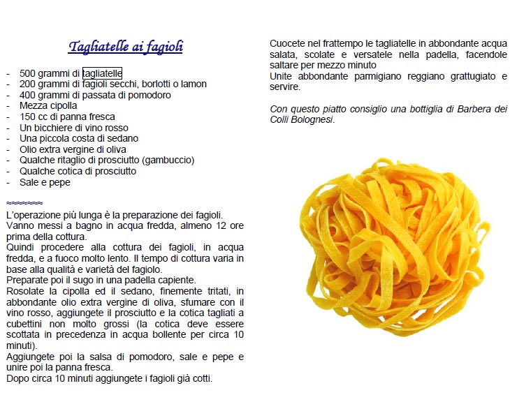 Tagliatelle ai Fagioli